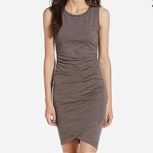 Leith Women's Bodycon Dress Size Small Tan‎ Dusk Heather Drape Ruched Sleeveless